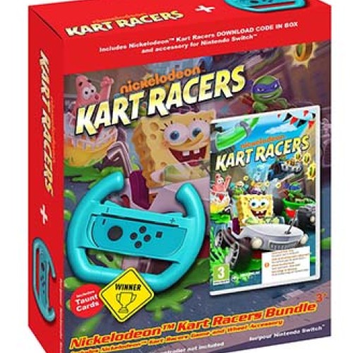 Nickelodeon Kart Racers Bundle + Wheel Accessory Nintendo Switch Game [Code in a Box] (Nintendo Switch)
